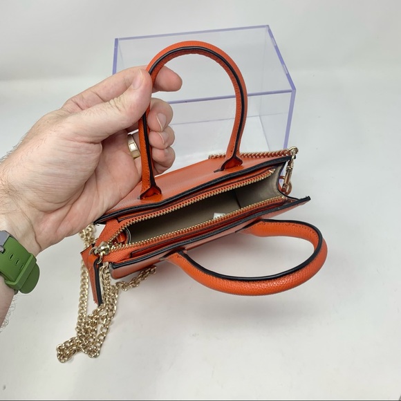 H&M Orange Purse approx 5x6” New with shoulder chain - Picture 8 of 11